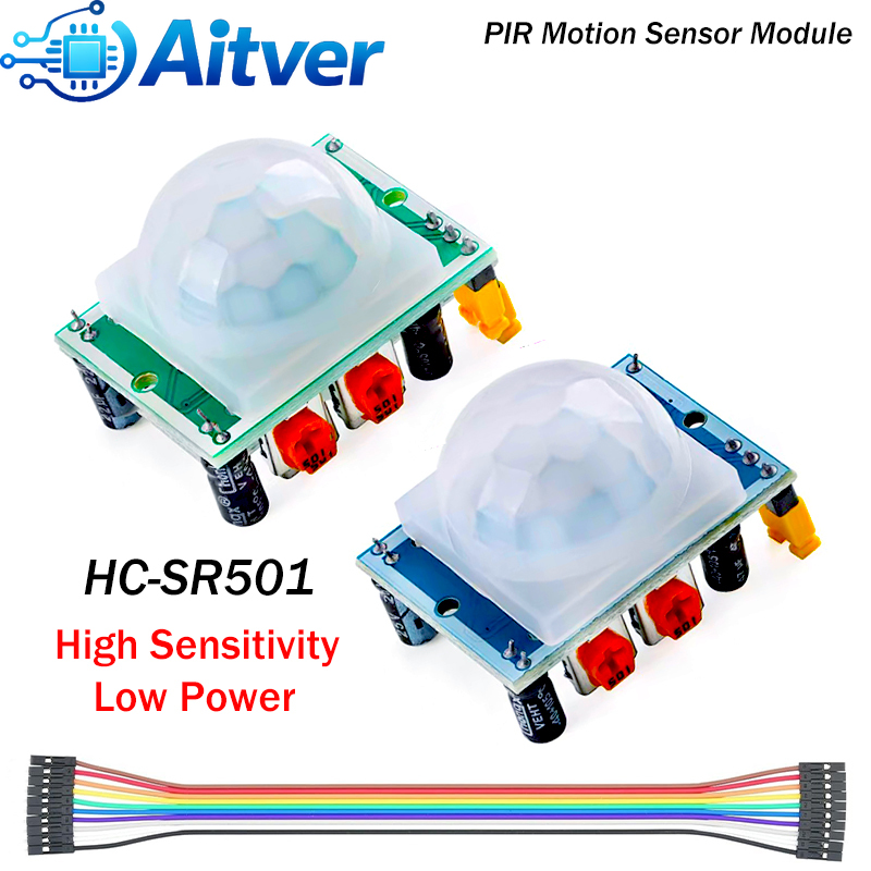 Motion Sensor Pir Wired - HC-SR501 PIR モーションセンサーモジュール、デュポンジャンパーワイヤー付き、Arduino Raspberry Pi 用の調整可能な赤外線検出器